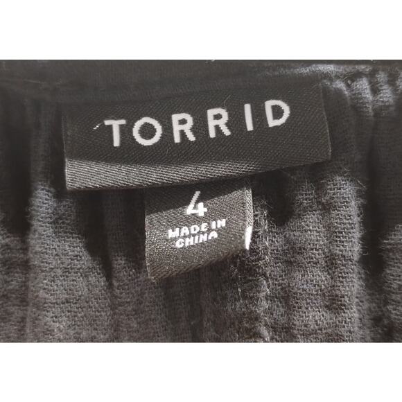 Torrid Women's Plus Size 4X Black Woven Gauze Pullover 3/4 Sleeves Cotton Top - Picture 5 of 7